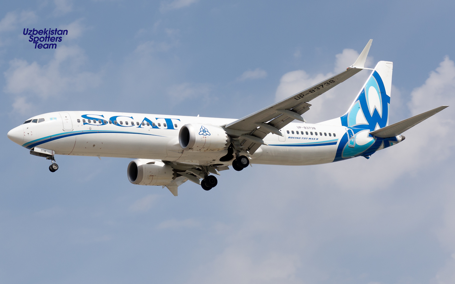 Boeing B737-9 UP-B3738 arriving to Samarkand